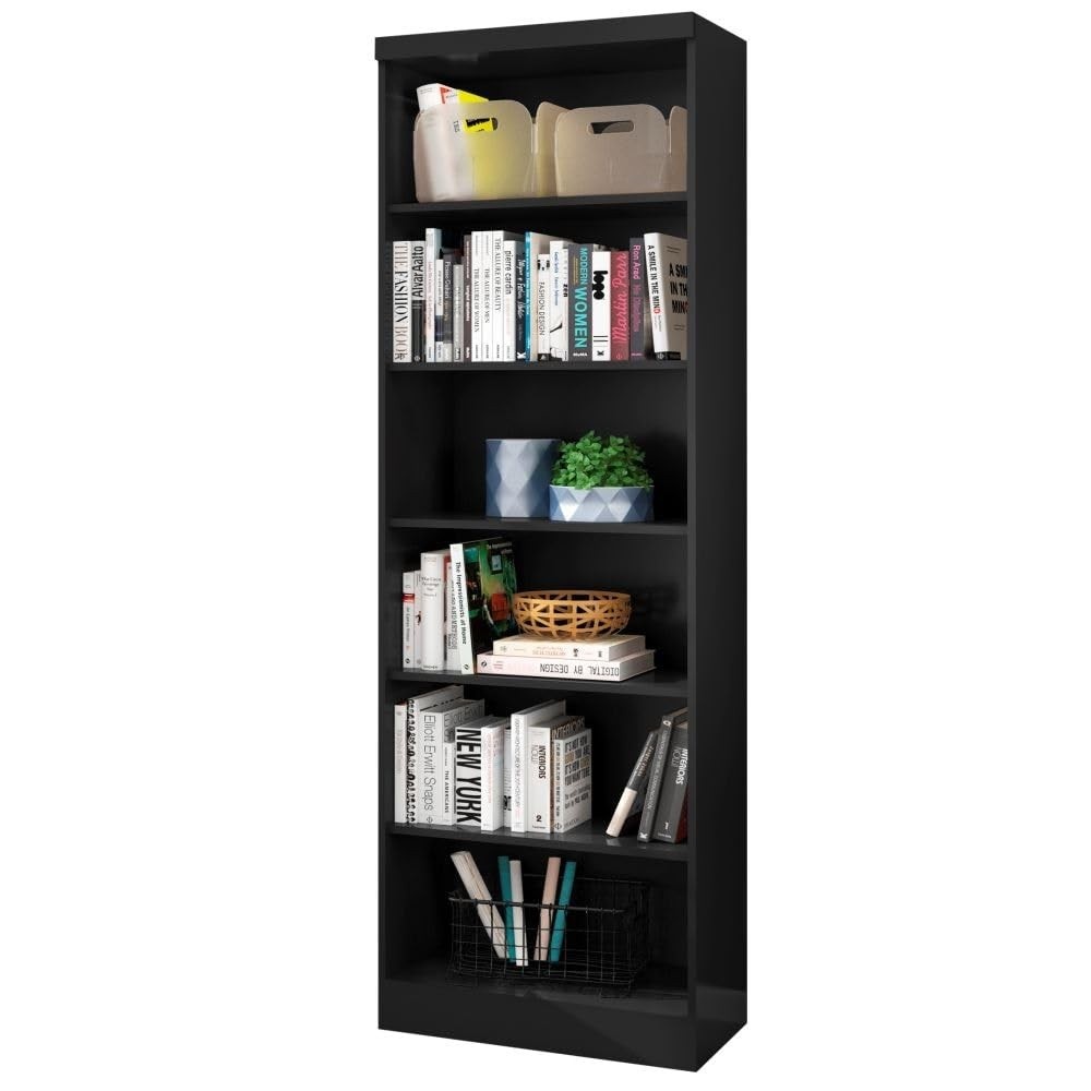 Estante Livreiro com Prateleiras Linus Preto - Design Moderno e Resistente
