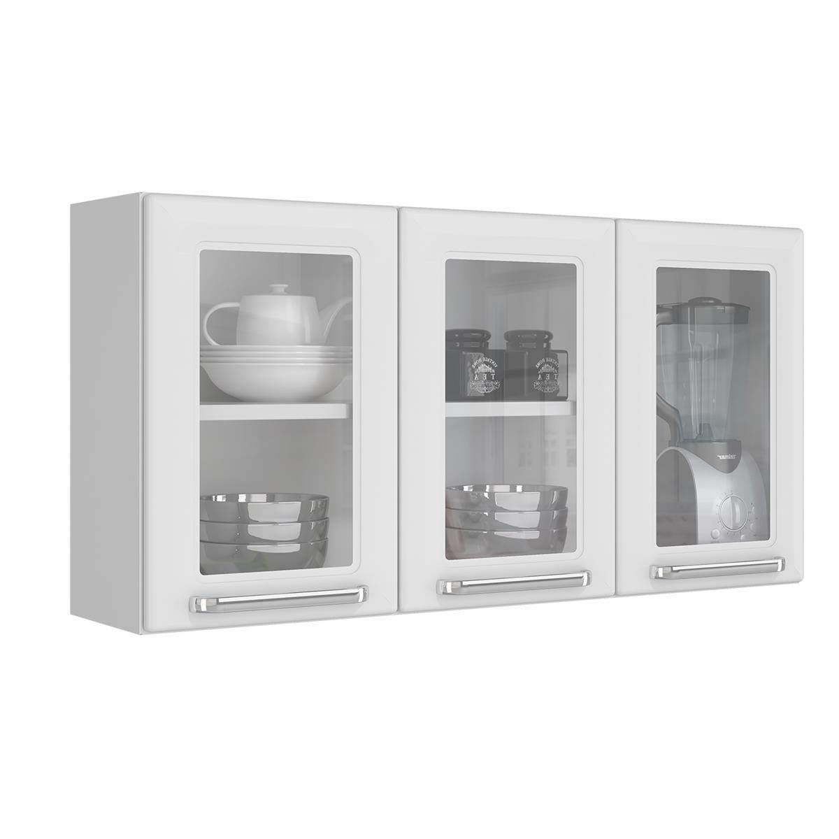 Armário Aéreo de Cozinha com 3 Portas de Vidro Luce 2018 Itatiaia – Design Moderno e Funcionalidade