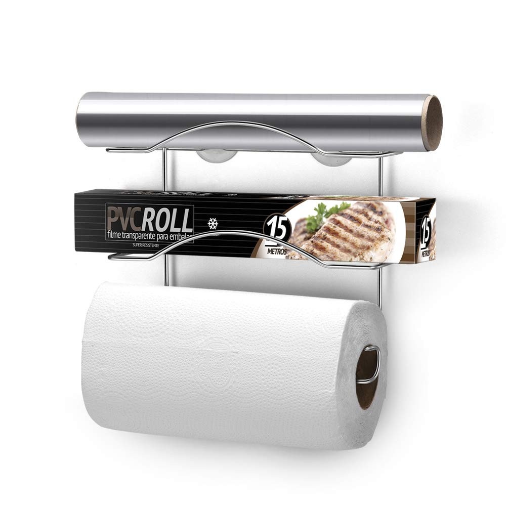 Cook Home Organizador 3 Rolos 24cm Cromado Arthi - Design Moderno e Praticidade na Cozinha