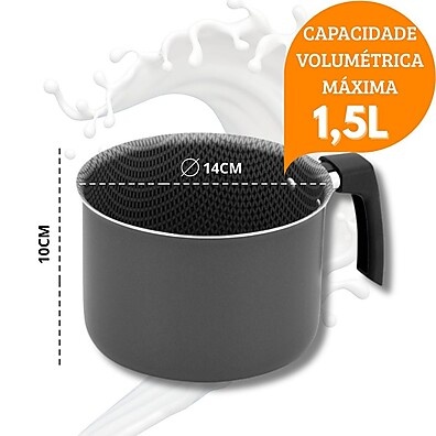 Fervedor Leiteira Caneco 1,5L Teflon Cinza – Prático e Moderno