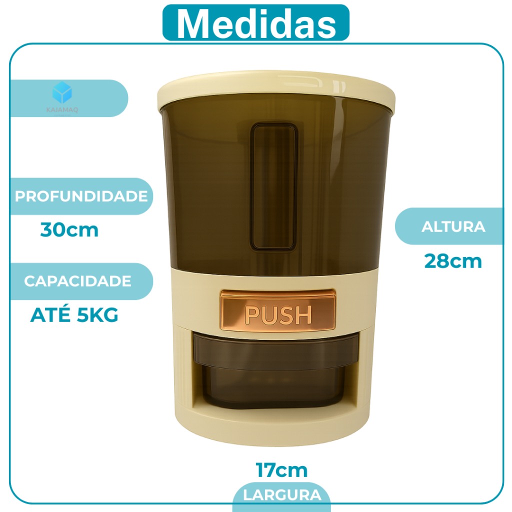 Dispenser 5kg c/ Dosador Pra Arroz, Feijão e Grãos - Prático e Moderno