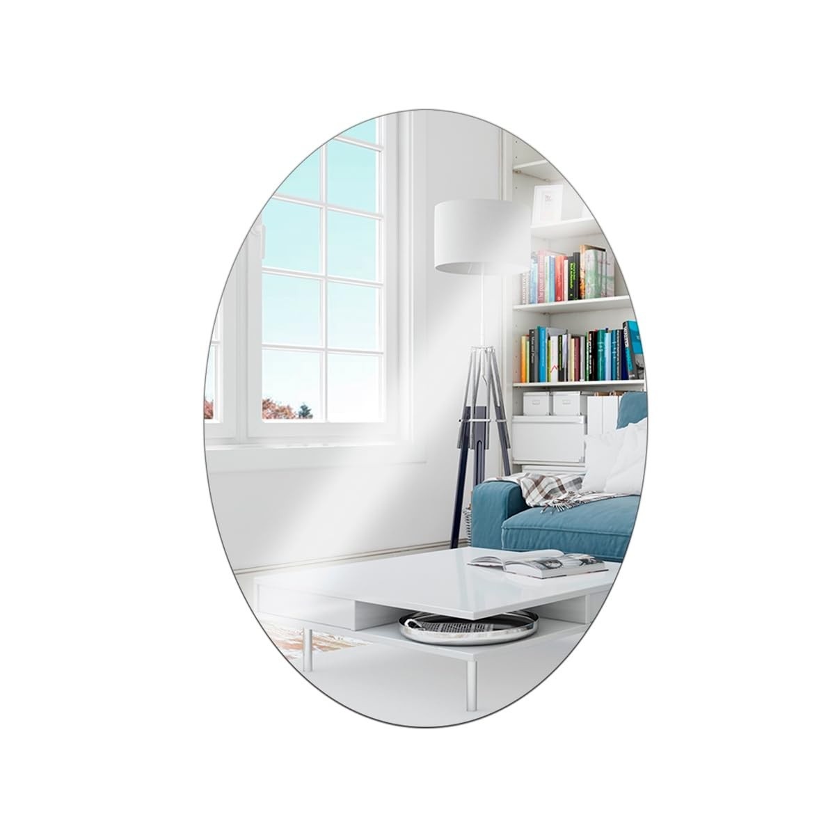Espelho Oval Adesivo 30x40cm para Banheiro - Sem Furos, Plástico Resistente e Moderno