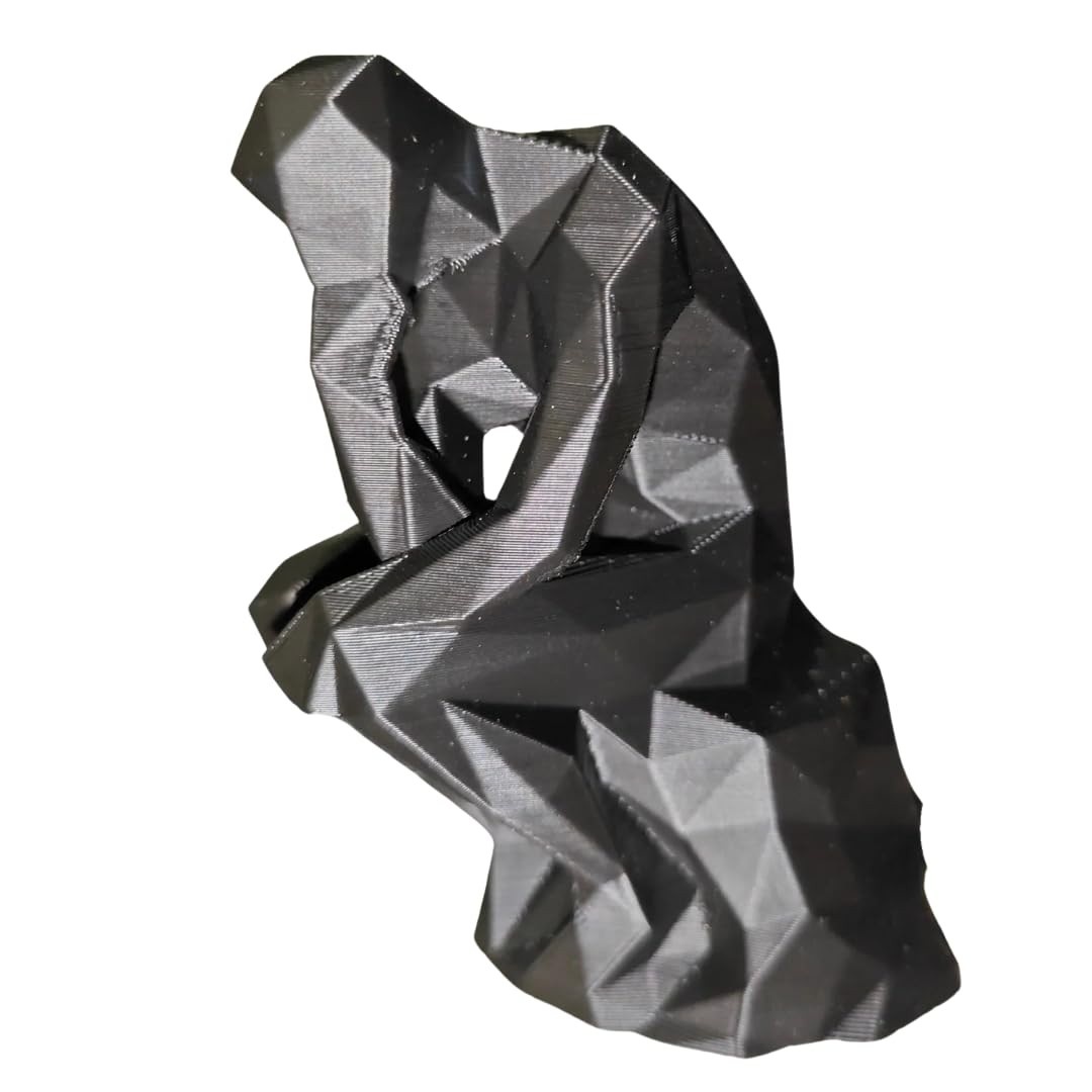 Estátua O Pensador em Design Geométrico Moderno - Peça Decorativa Preta para Ambientes Sofisticados