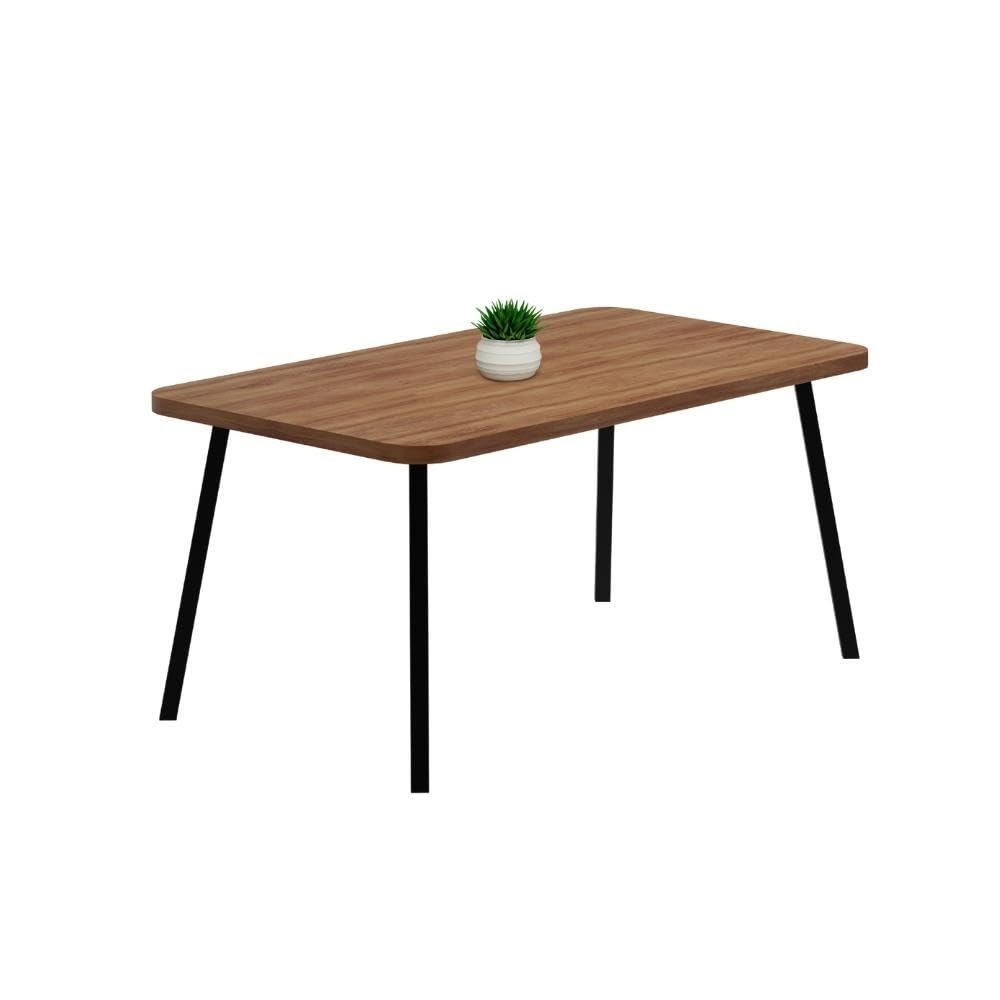 Mesa de Jantar Retangular Stellar Carraro 6 Lugares | Design Moderno em Nogal e Preto