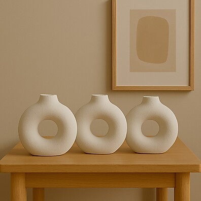 Vasos Decorativos Trio Rosquinha: Minimalismo Moderno