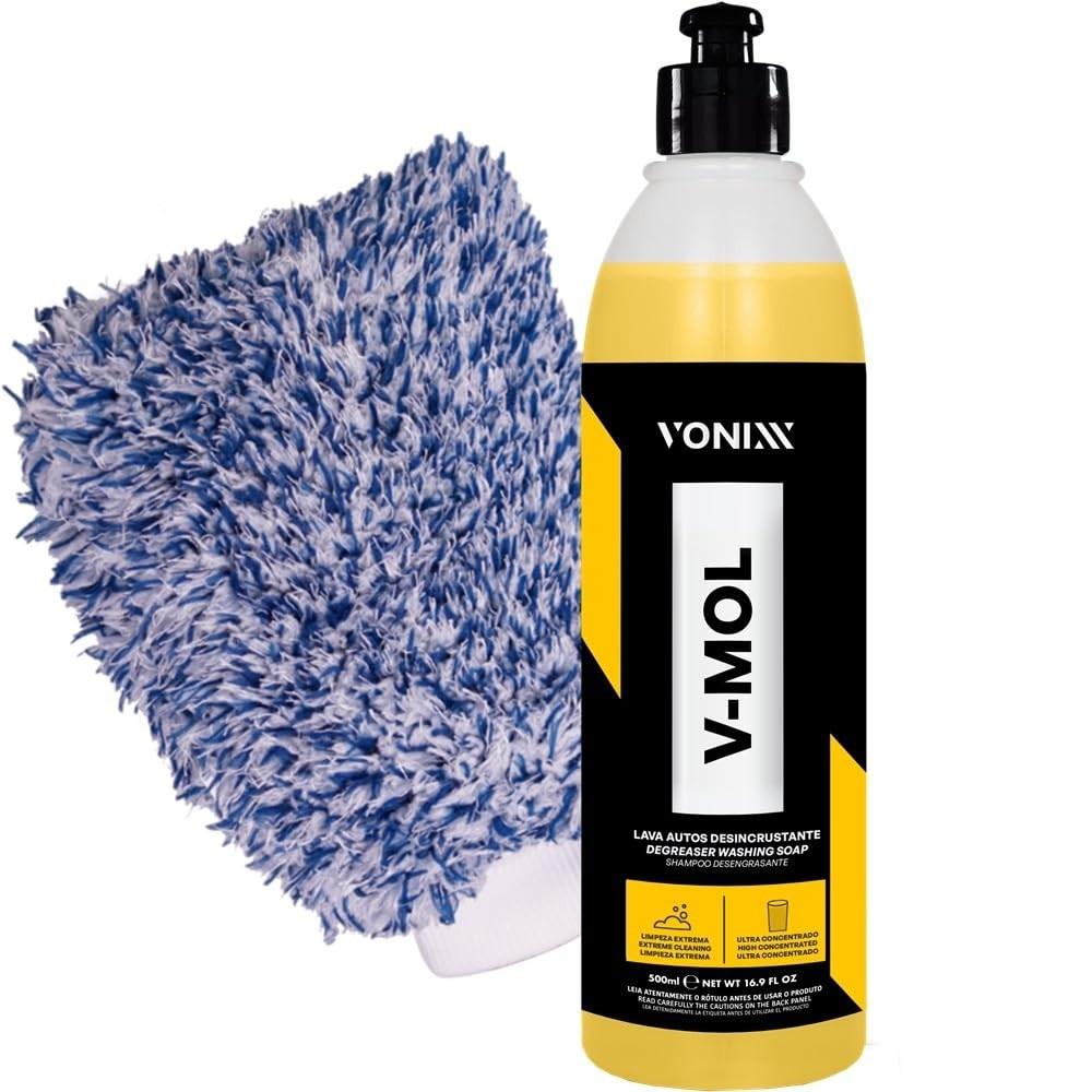 Kit Essencial Estética Automotiva: Shampoo V-Mol 500ml Vonixx + Luva Pré Polimento Karbox