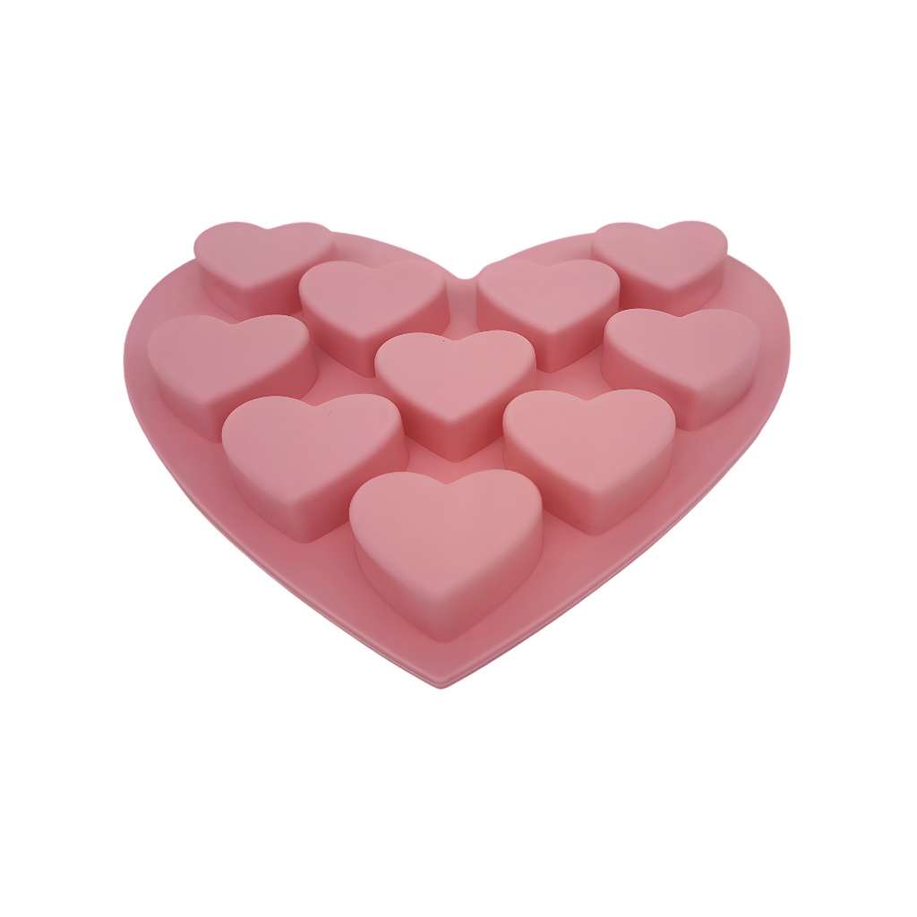Molde de Silicone Coração 10 Cavidades para Chocolate e Doces