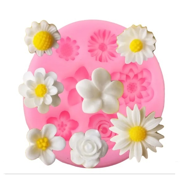 Molde de Silicone para Flores Mini: Crie Apliques Delicados em Biscuit e Confeitaria