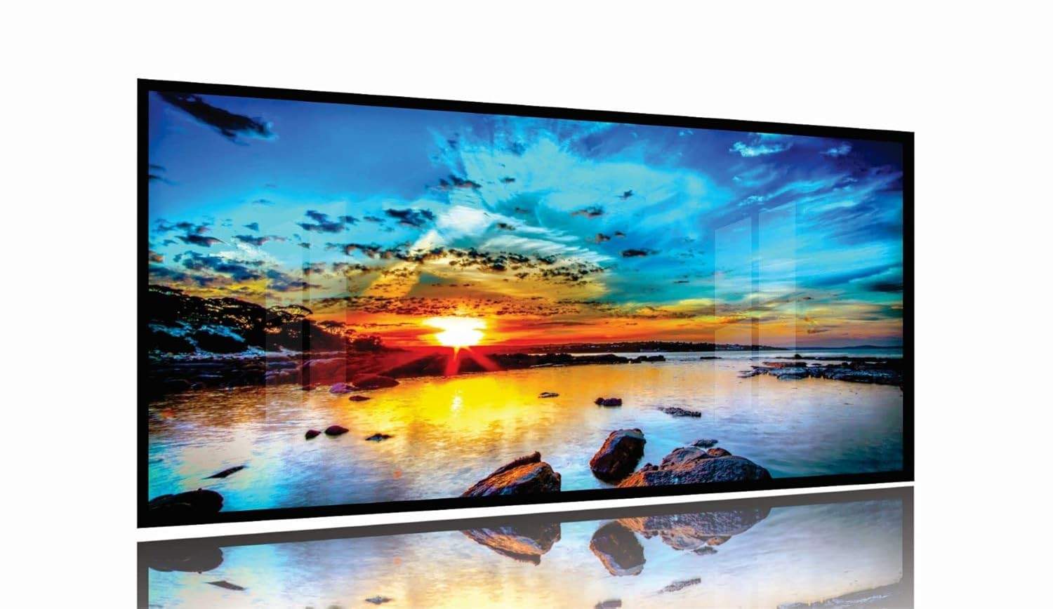 Quadro Decorativo Praia Mar 130x60cm com Moldura Preta - Decoração Moderna para Ambientes