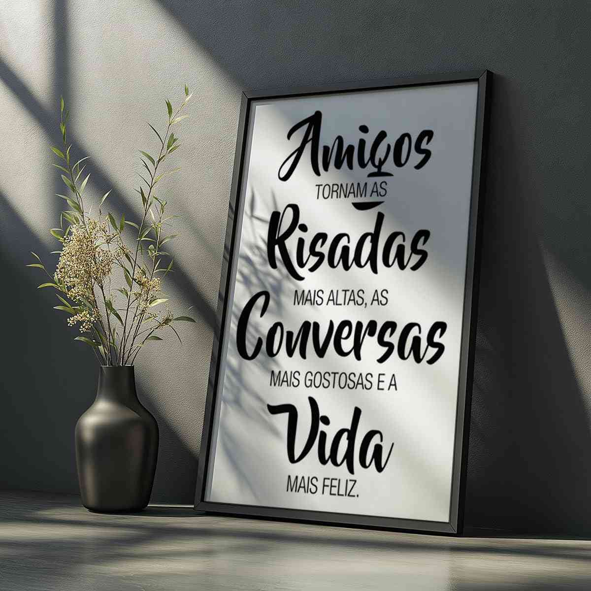 Quadro Decorativo Amizade com Frase Inspiradora - Moldura Elegante para Sala e Quarto