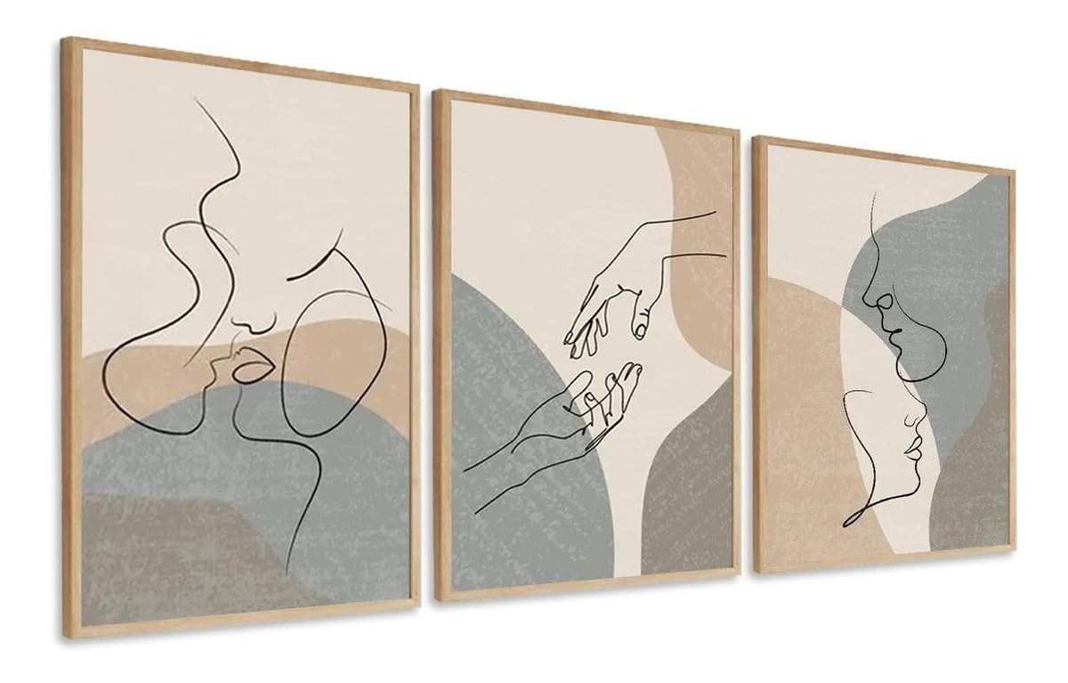 Quadros Decorativos Casal Em Curvas - Moldura Elegante para Decoração de Quarto e Família