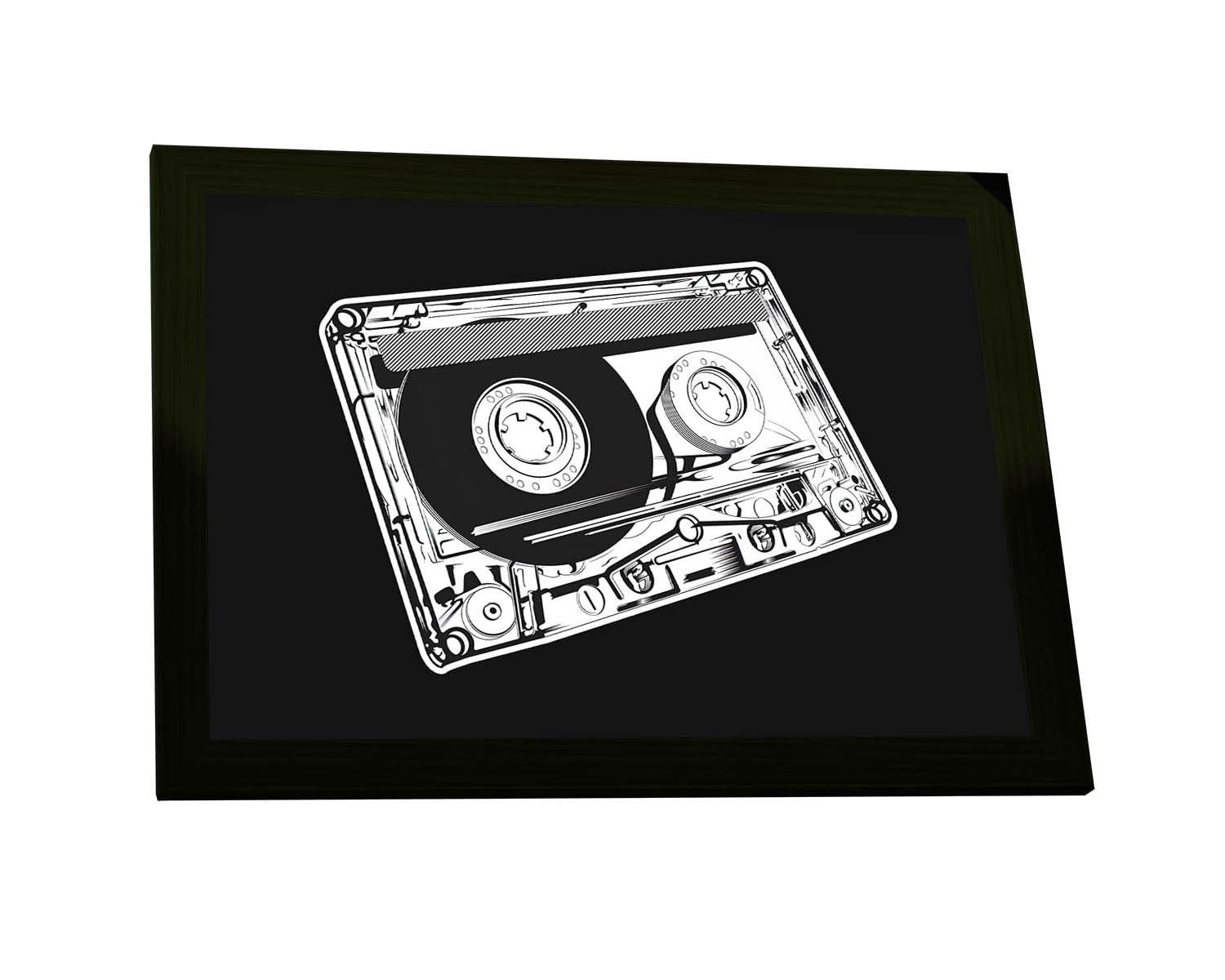 Quadro Decorativo A2 Fita Cassete Música Retro - Moldura Pronta para Pendurar