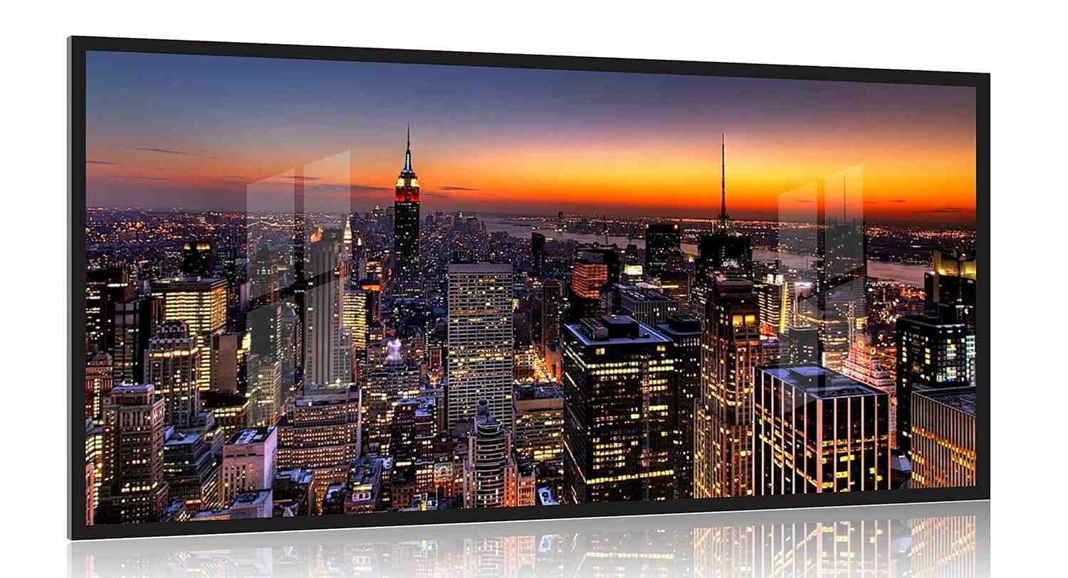Quadro Decorativo Cidade de São Paulo 130x60cm com Moldura Preta - Modelo 01
