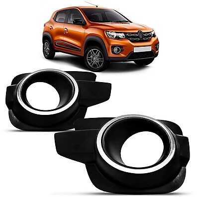Moldura Farol Milha Kwid 2017-2020 Preta com Friso