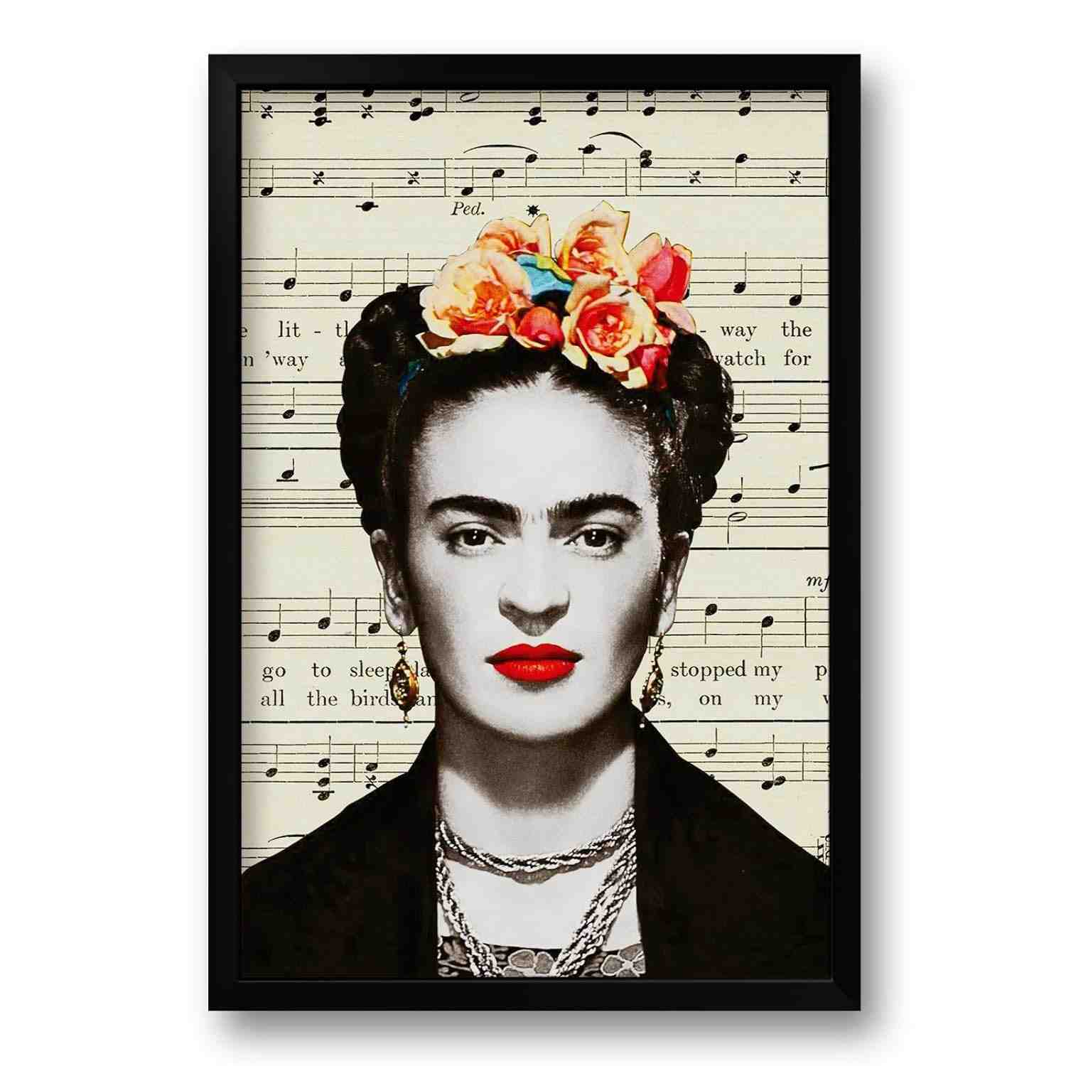 Quadro Decorativo Frida Kahlo com Moldura Premium - 40x60cm | Arte Ecológica em Vinil Fosco