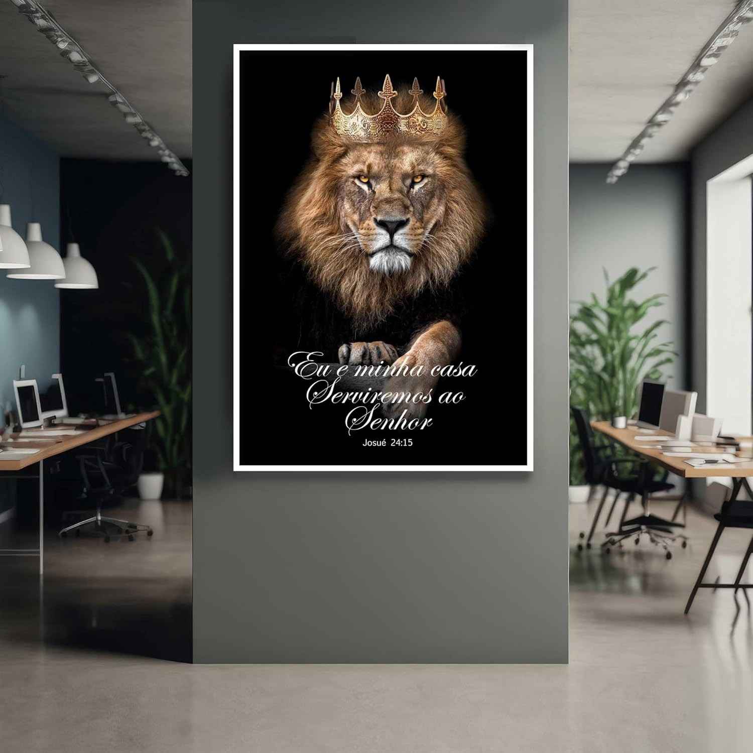 Quadro Decorativo Leão de Judá com Moldura - Estampa 4K para Sala e Quarto