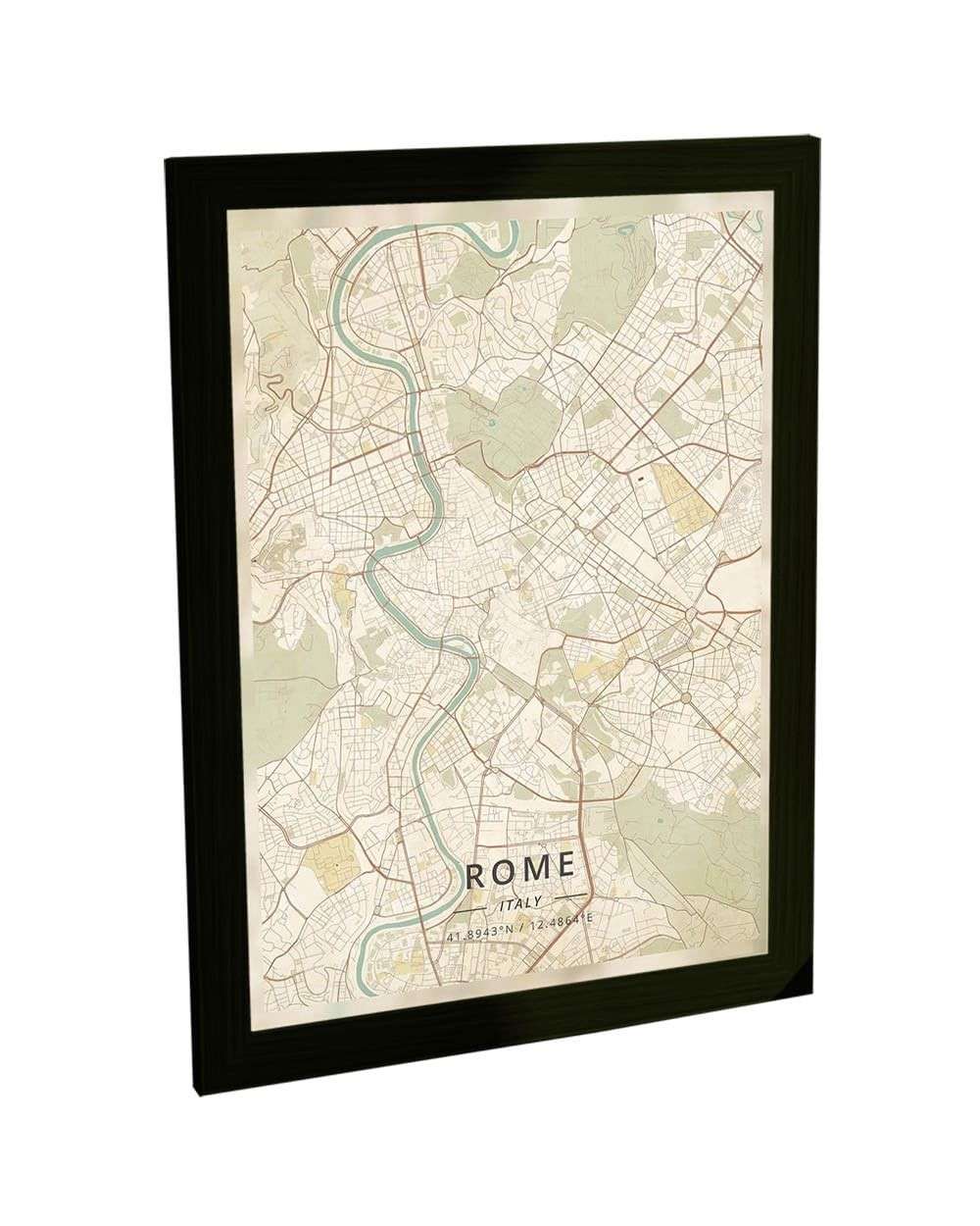 Quadro Decorativo A2 Mapa Roma - Moldura Moderna com Grampos Flexíveis para Troca Fácil de Arte