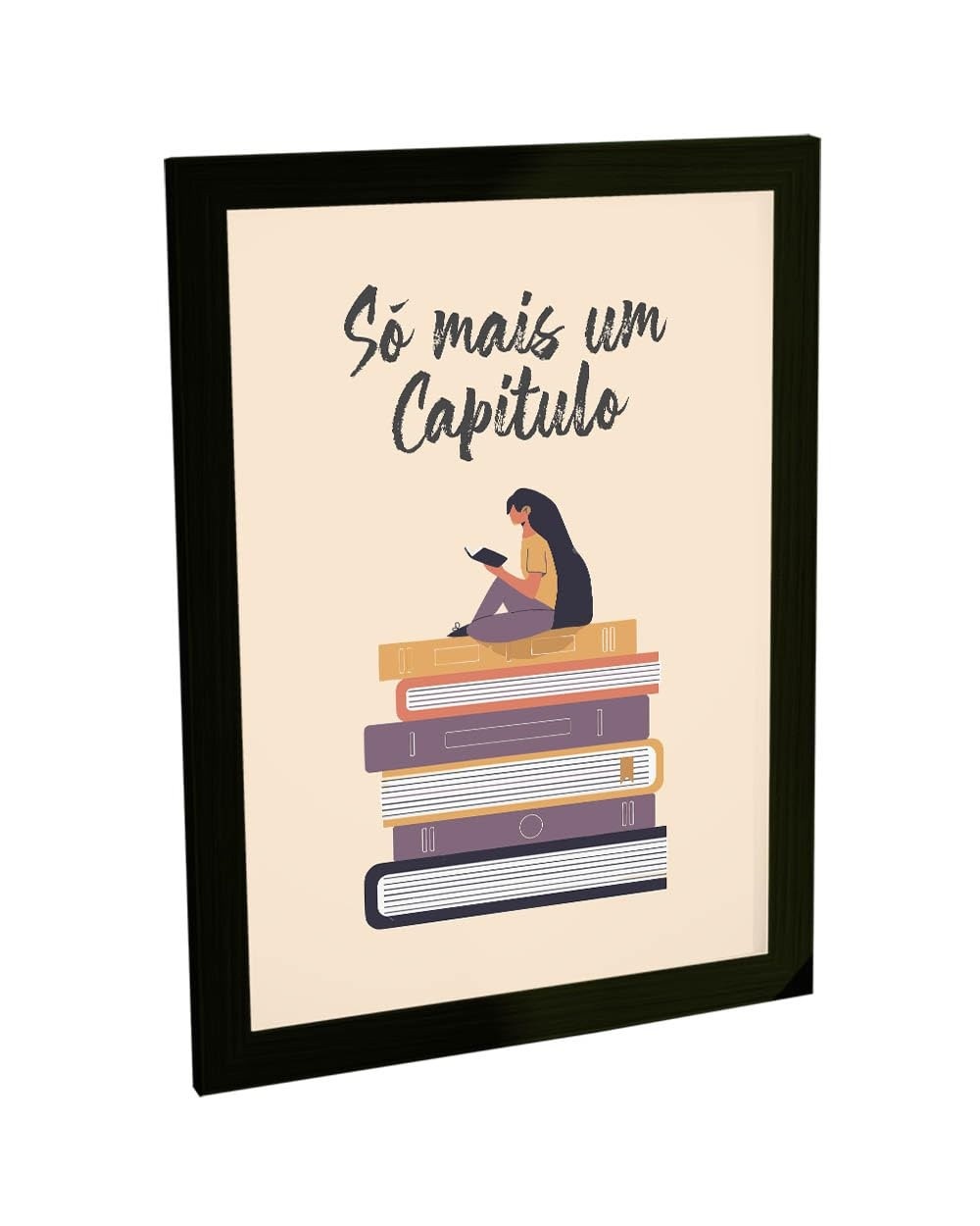 Quadro Decorativo A3 Livros Só Mais Um Capítulo - Moldura Pronta para Pendurar