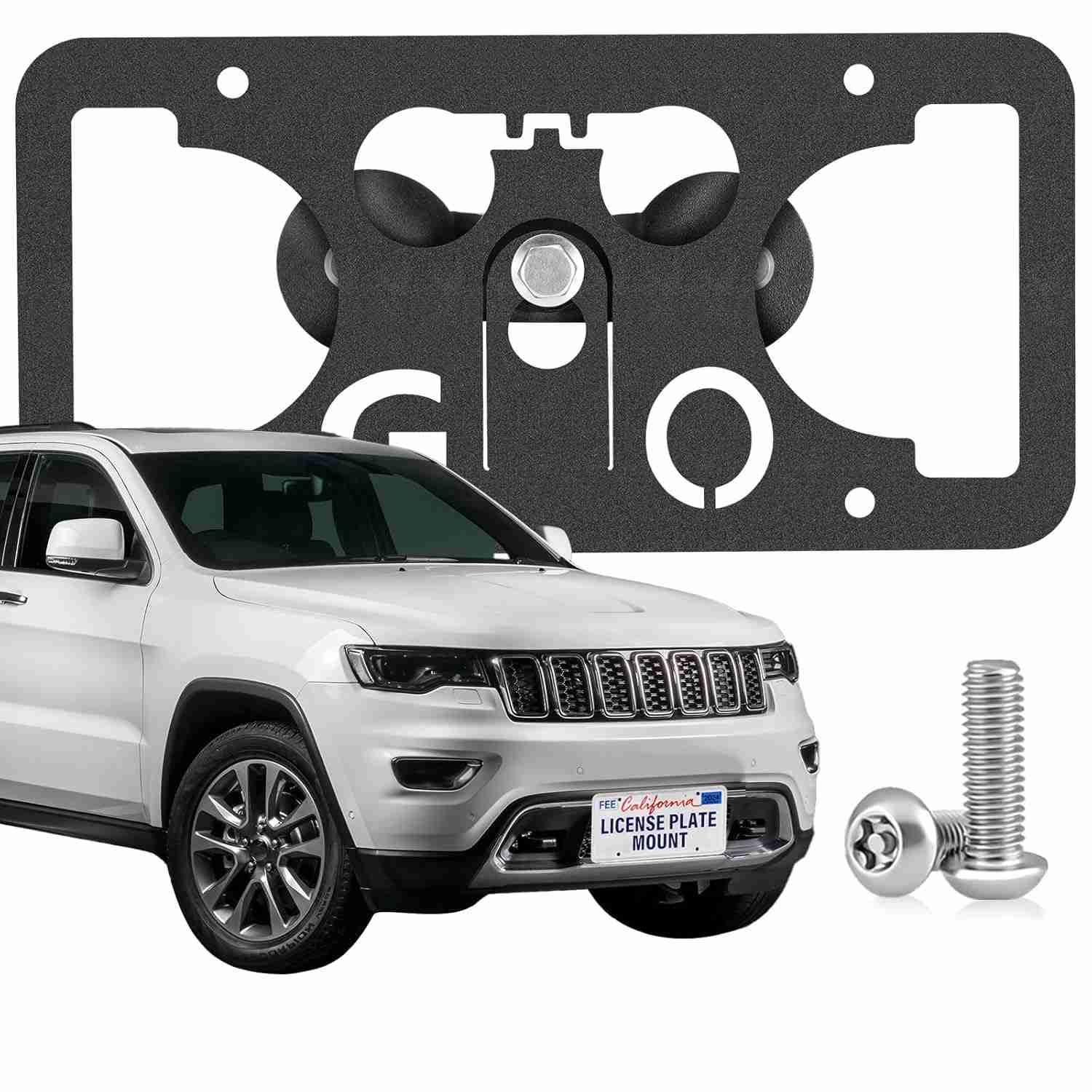 Moldura de Placa Frontal Premium para Jeep Compass, Grand Cherokee e Wagoneer | Sem Furos