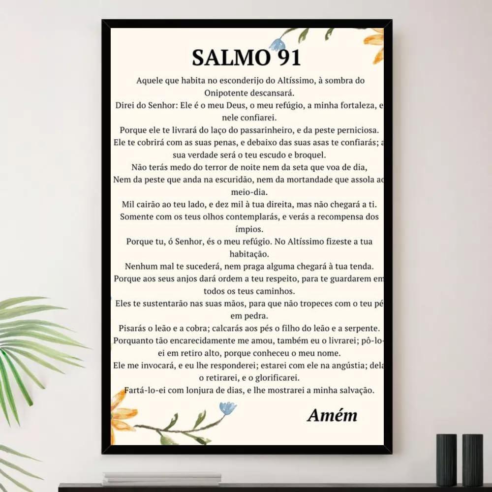 Quadro Salmo 91 Oração Completo - Moldura Premium A3 35x45cm com Fé Religiosa