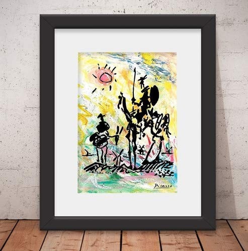 Quadro Decorativo Dom Quixote Picasso Color - 46x56cm | Moldura de Madeira com Vidro Anti-Reflexo