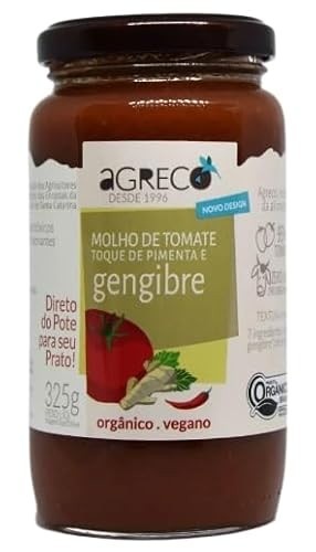 Kit 2X: Molho de Tomate com Pimenta e Gengibre Orgânico Agreco 325g