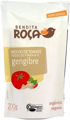 Kit 6X: Molho de Tomate com Pimenta e Gengibre Orgânico Bendita Roça 200g