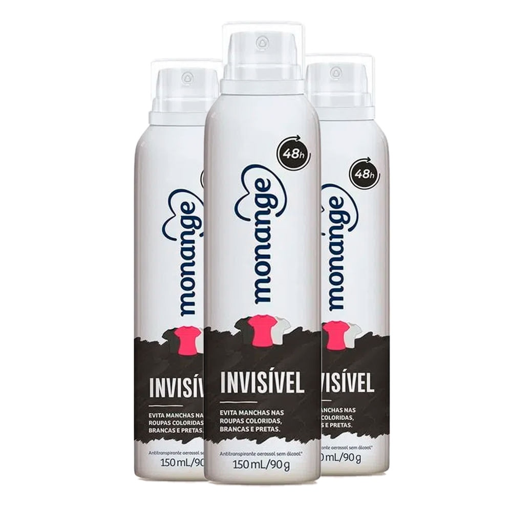 Monange Invisível: Kit com 3 Desodorantes Antitranspirantes