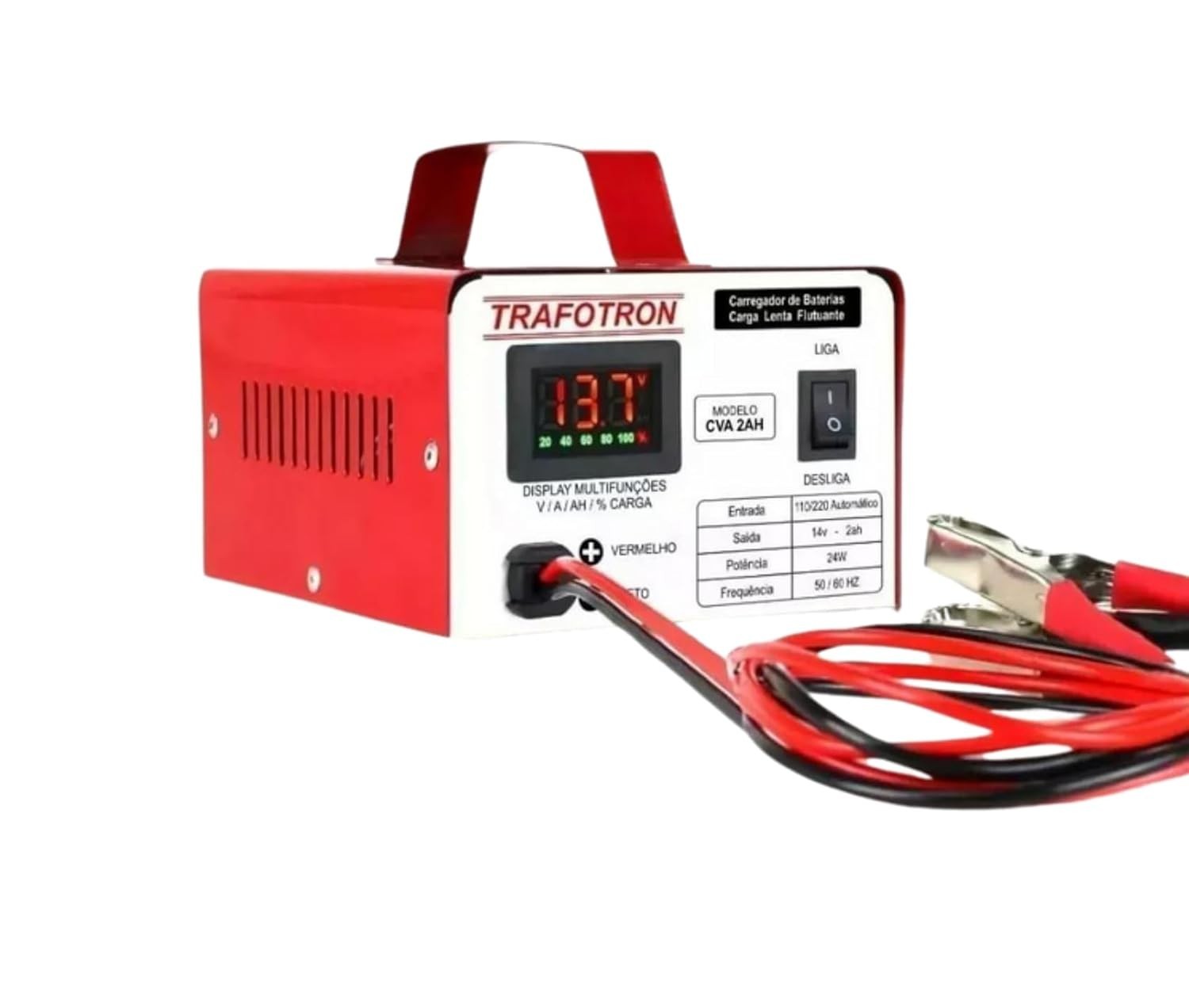 Carregador Inteligente 12V 2Ah com Display Digital: Monitore sua Bateria!