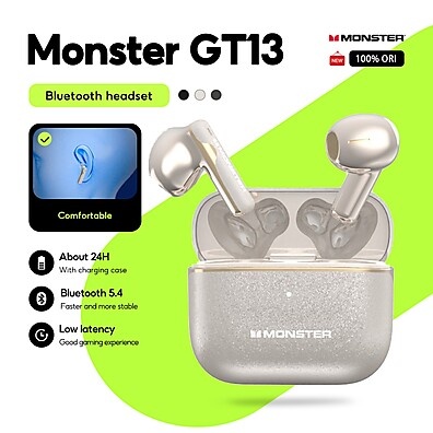 Monster GT13: Fones Bluetooth com Cancelamento de Ruído
