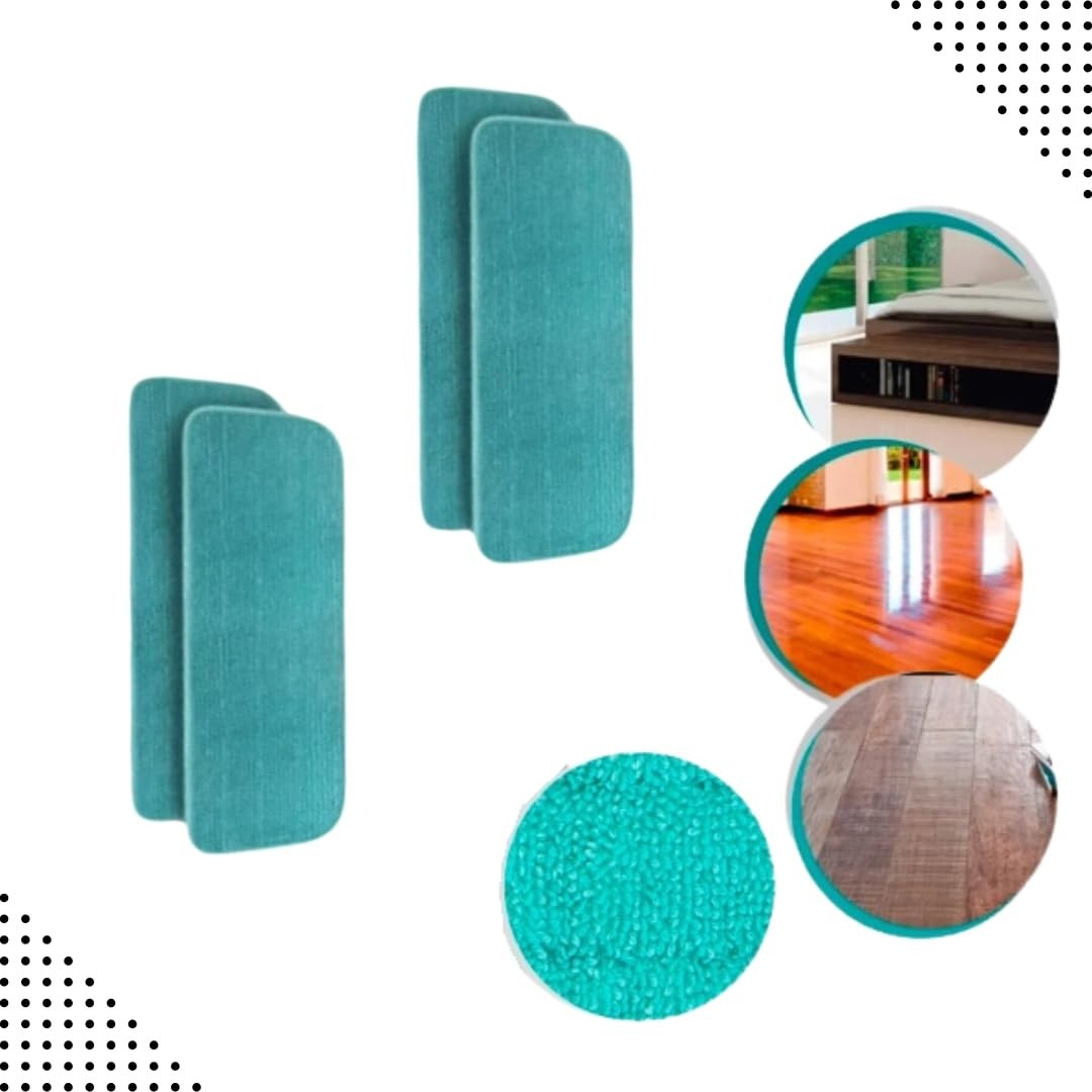 Refil de Microfibra Verde para Mop Spray - Lava, Enxuga e Seca com Alta Absorção (2 Unidades)