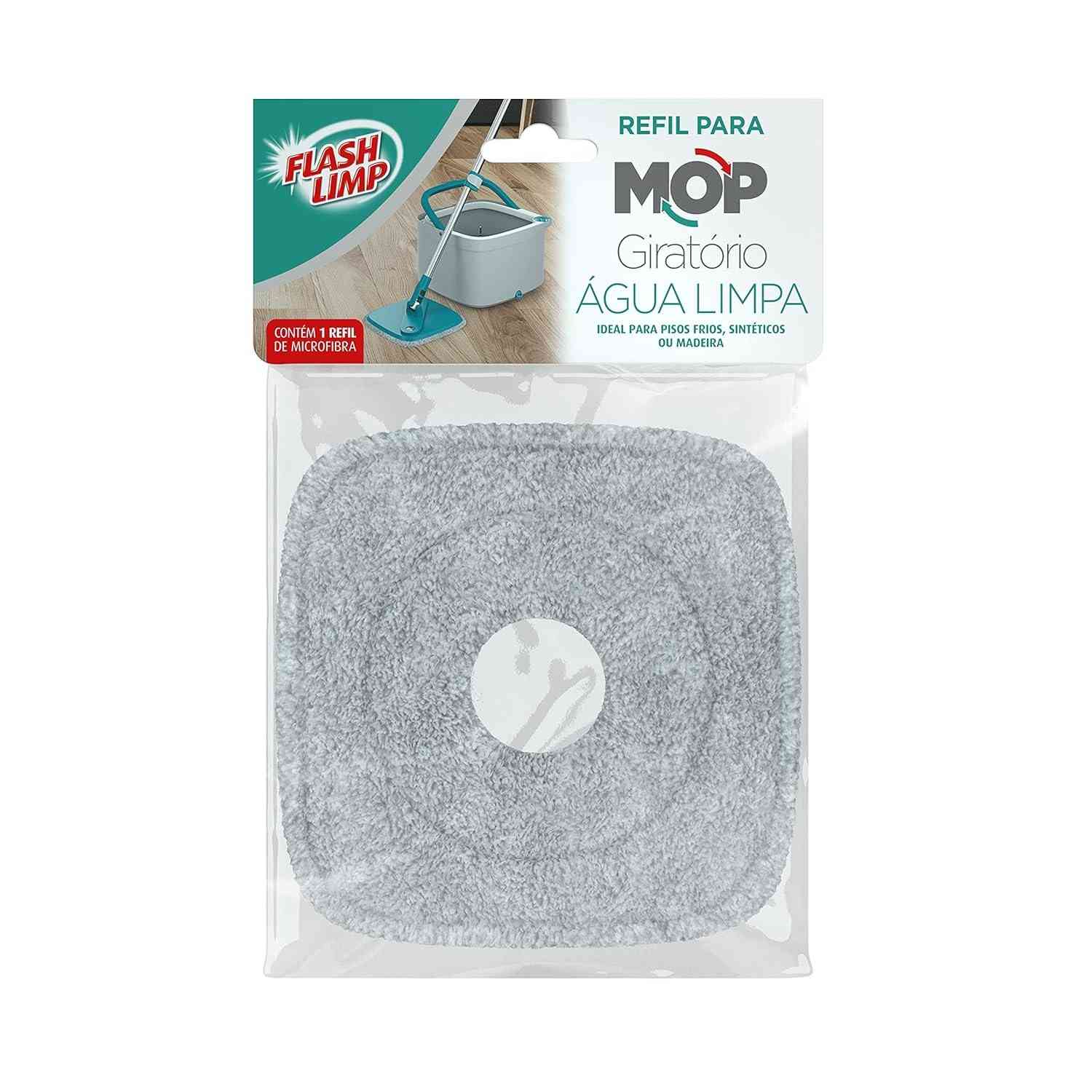 Refil para Mop Giratório Flash Limp - Microfibra 24x24cm - Compatível Água Limpa