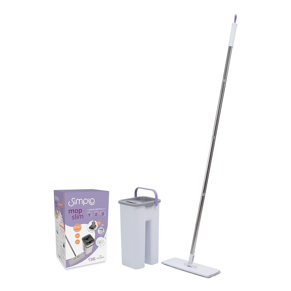 Simplo Mop com Balde e Esfregão Slim - Limpeza Prática e Eficiente com Sistema de Centrifugação