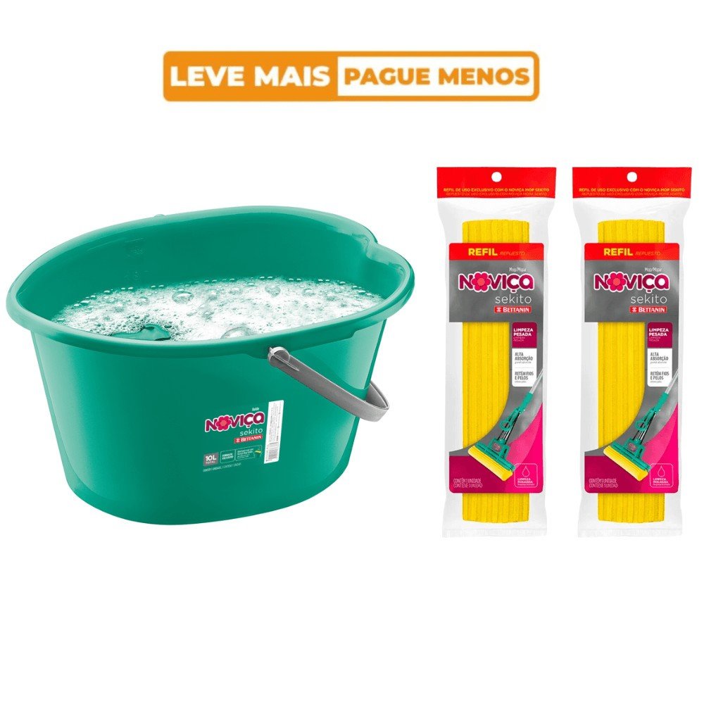 Mop Sekito + Balde 10L: Limpeza Impecável!