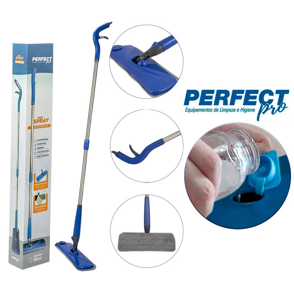 Mop Spray Perfect Pro: Limpeza Rápida com Reservatório na Base