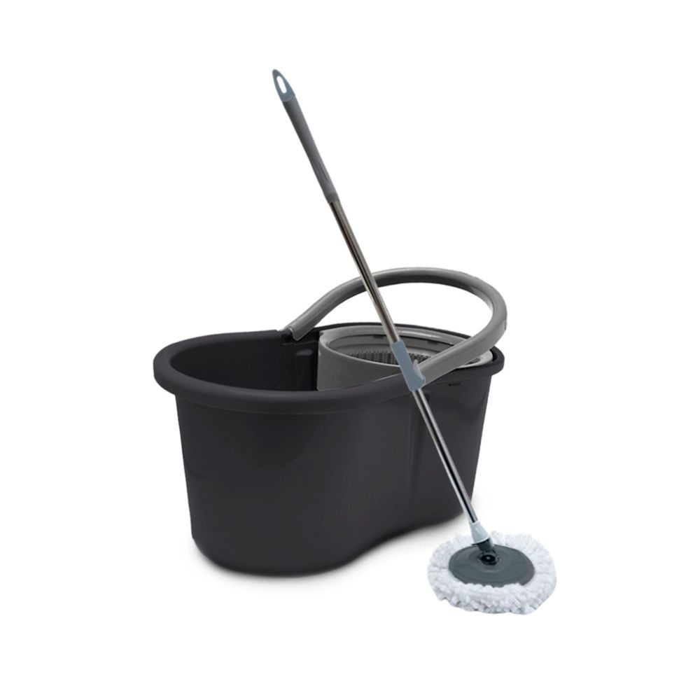 Mop Útil Pop Preto com Cesto Giratório: Limpeza Fácil e Rápida