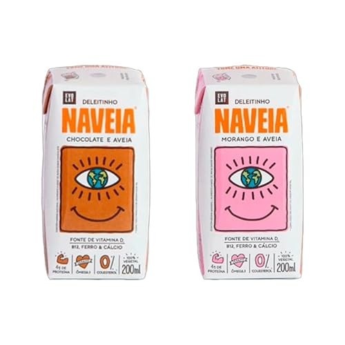 Kit 2 Bebida Vegetal Deleitinho Naveia 200ml: Morango, Chocolate