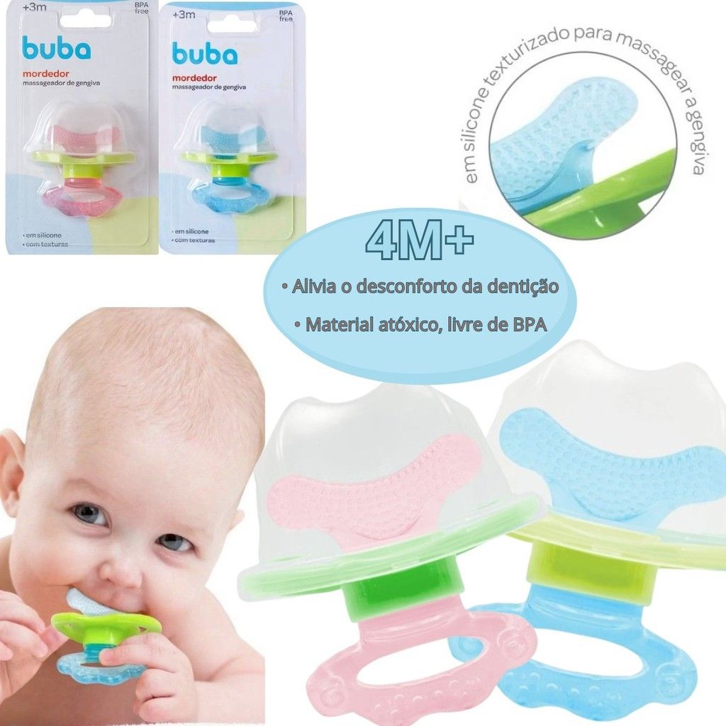 Mordedor Buba 4m+: Alívio Seguro para Dentição do Bebê