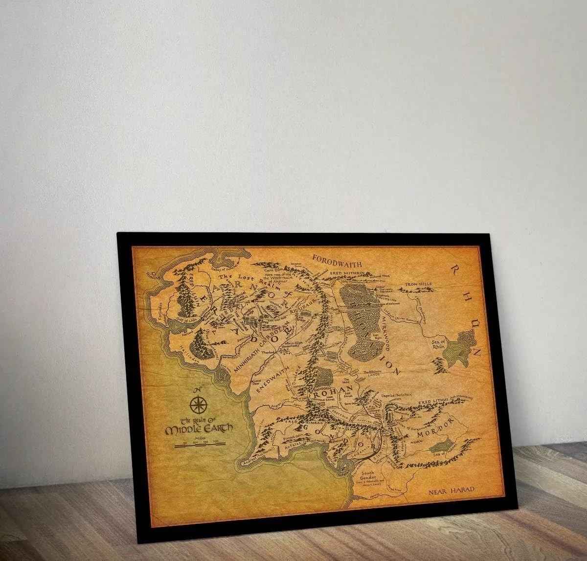 Quadro Decorativo Emoldurado Senhor dos Anéis Mordor 60x40 cm - Arte Geeks Premium