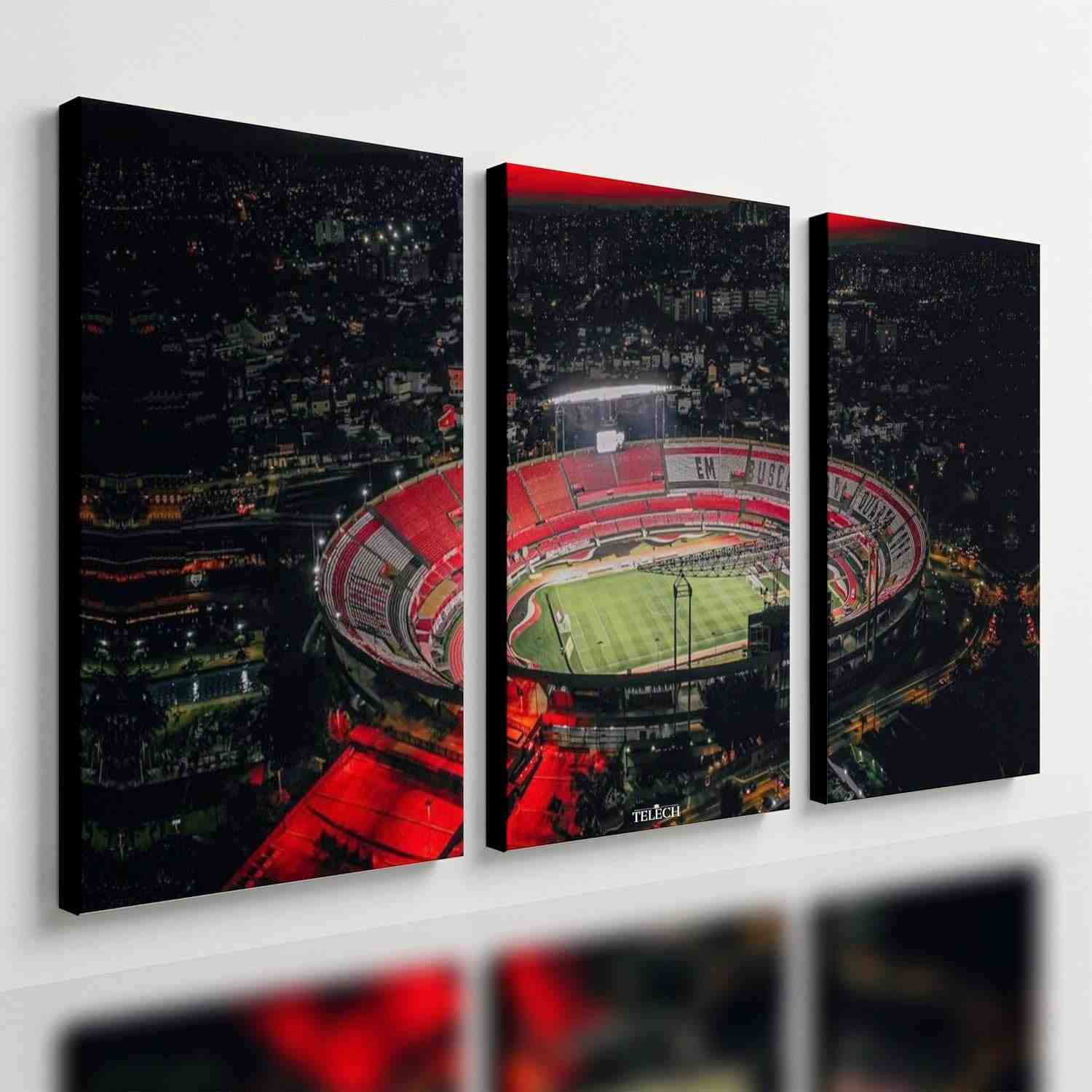 Kit 3 Quadros Decorativos Morumbi São Paulo Futebol - Design Premium 28x20cm