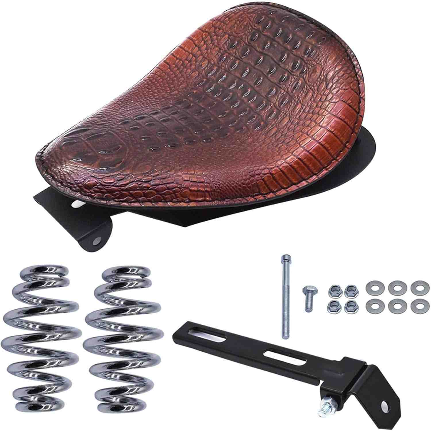 Assento Solo para Moto PU Marrom com Mola - Universal para Honda, Yamaha, Kawasaki, Suzuki, Harley-Davidson