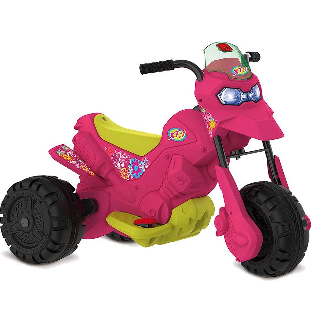 Moto Elétrica Infantil XT3 6V: Aventura Rosa!