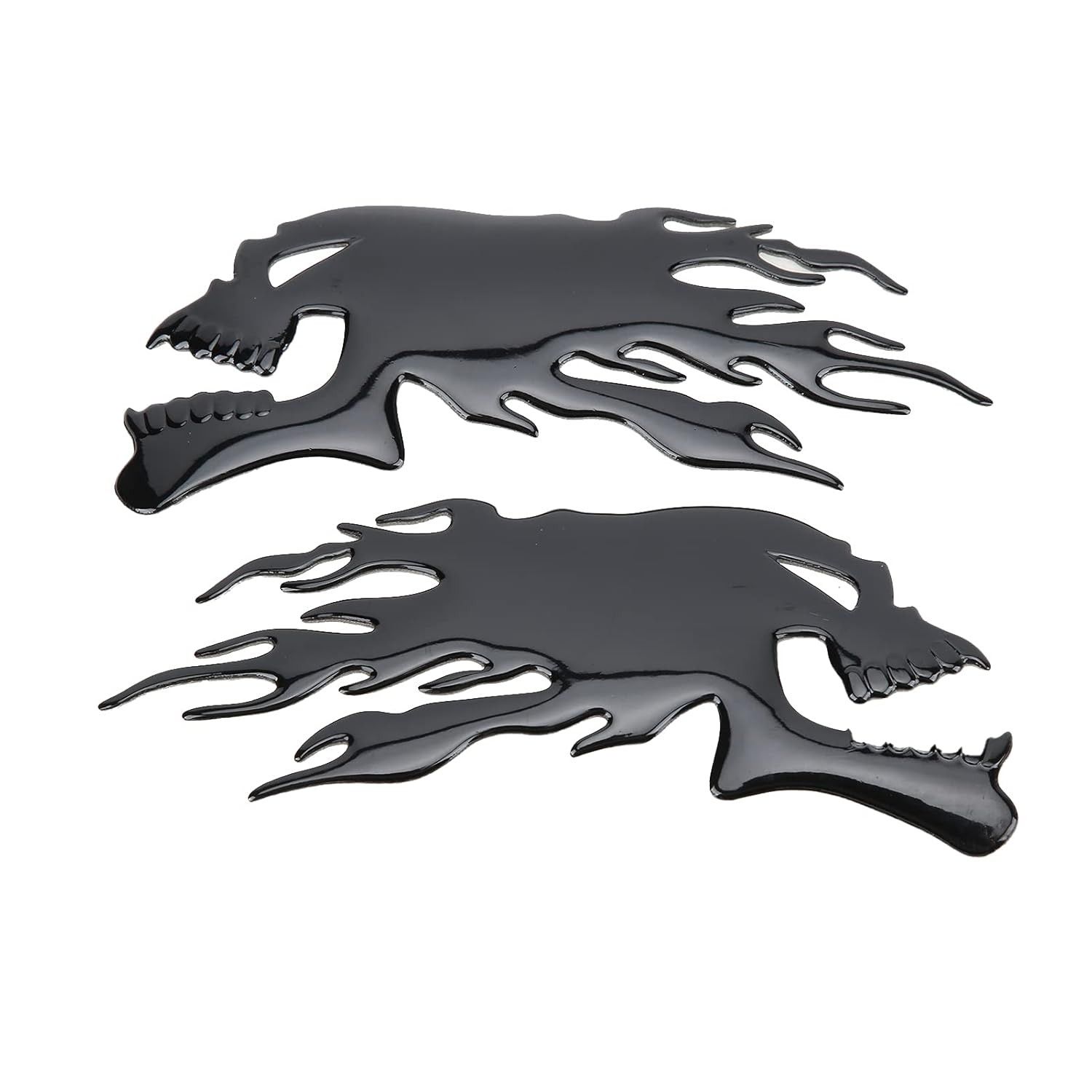 Adesivo 3D Caveira Chama Universal - Decalque Requintado para Moto com Proteção Solar e Design Personalizado (Preto)