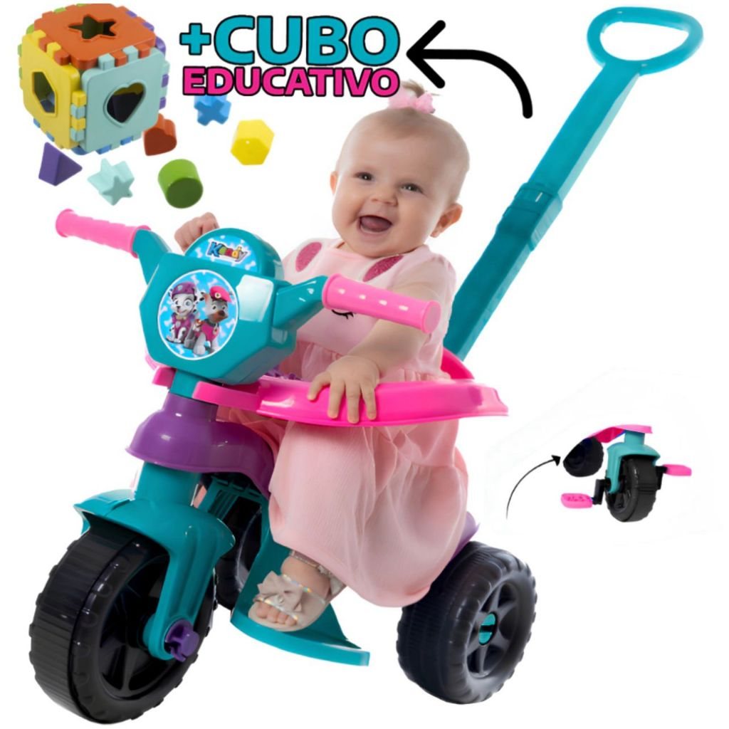 Motoca Triciclo Kendy com Cubo Educativo – Diversão e Aprendizado