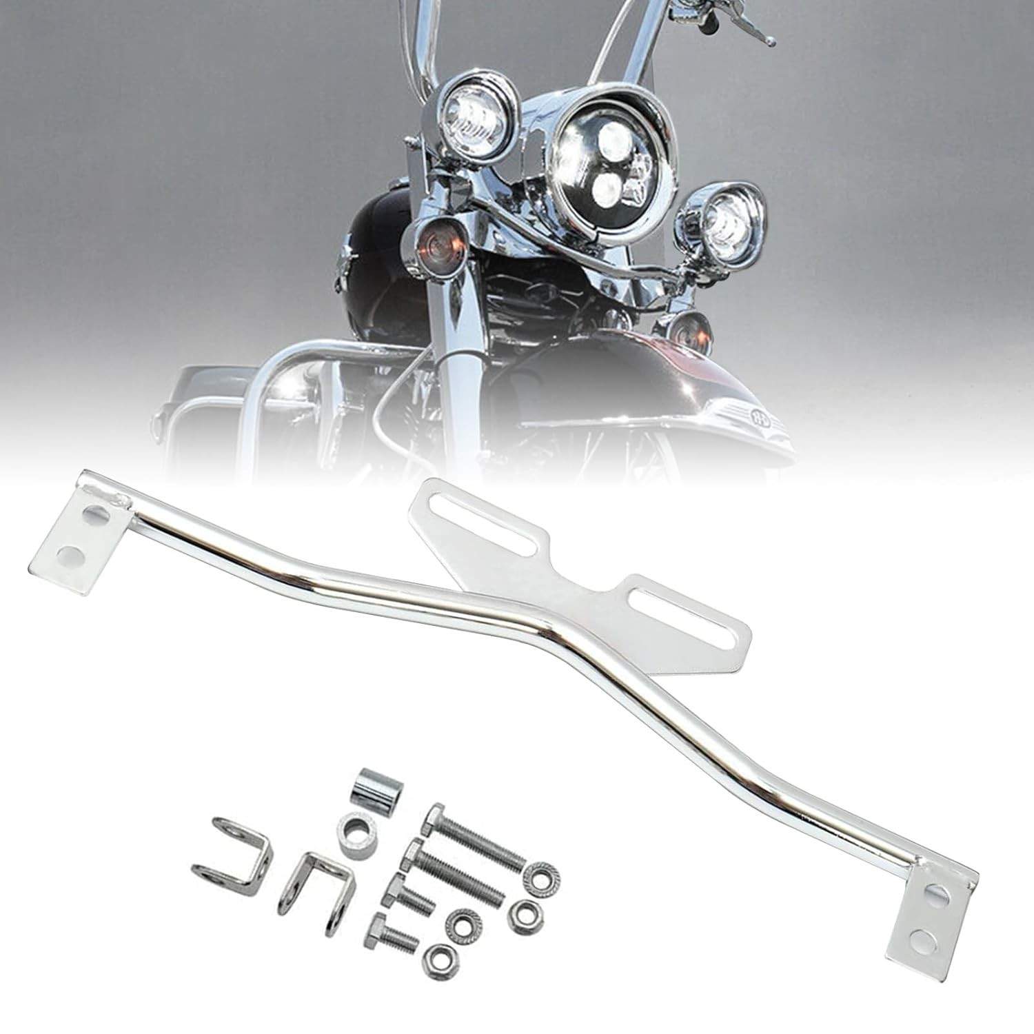 Barra de Suporte de Luz Cromada SKTYANTS para Motocicletas Harley, Honda, Suzuki, Yamaha e Kawasaki