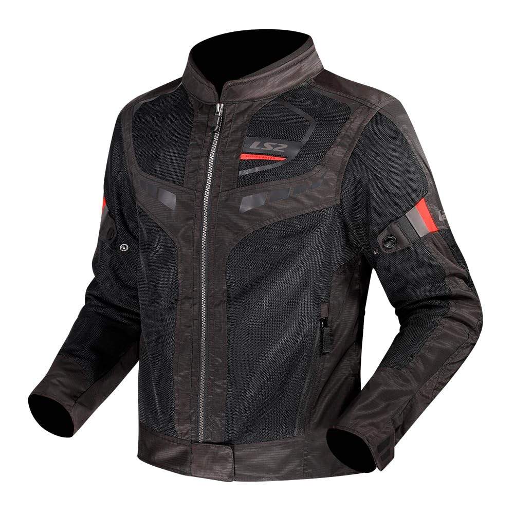 Jaqueta Motociclista LS2 Garda Preto com Vermelho - Masculina (L)