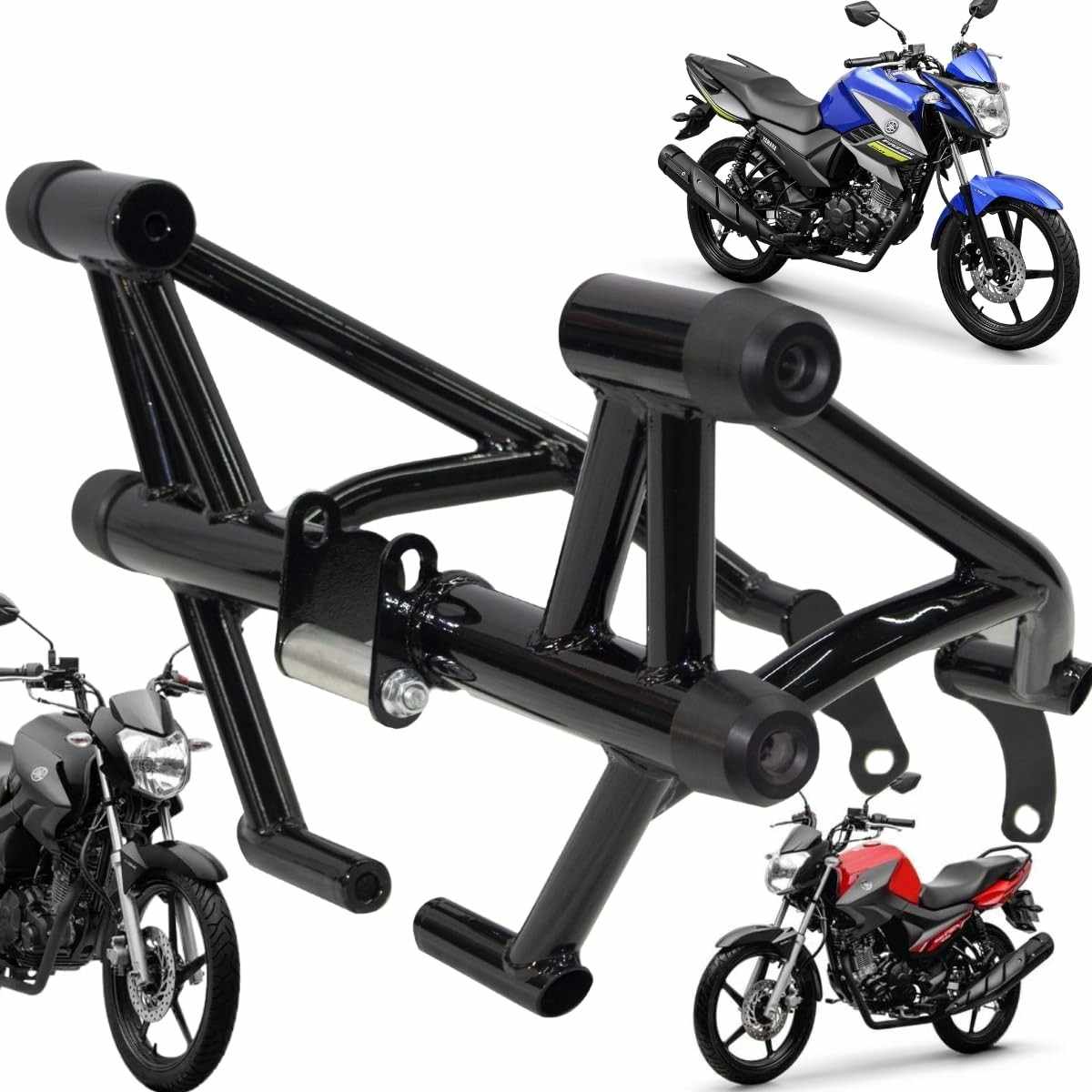 Protetor Stunt Race para Yamaha Fazer 150, Factor 150 e 125 - Slider de Motor e Carenagem (Preto Brilho)