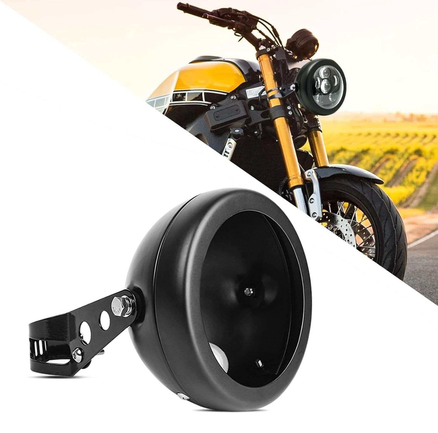 Balde de Farol SKTYANTS 14,7cm Preto para Harley Davidson e Motos Custom