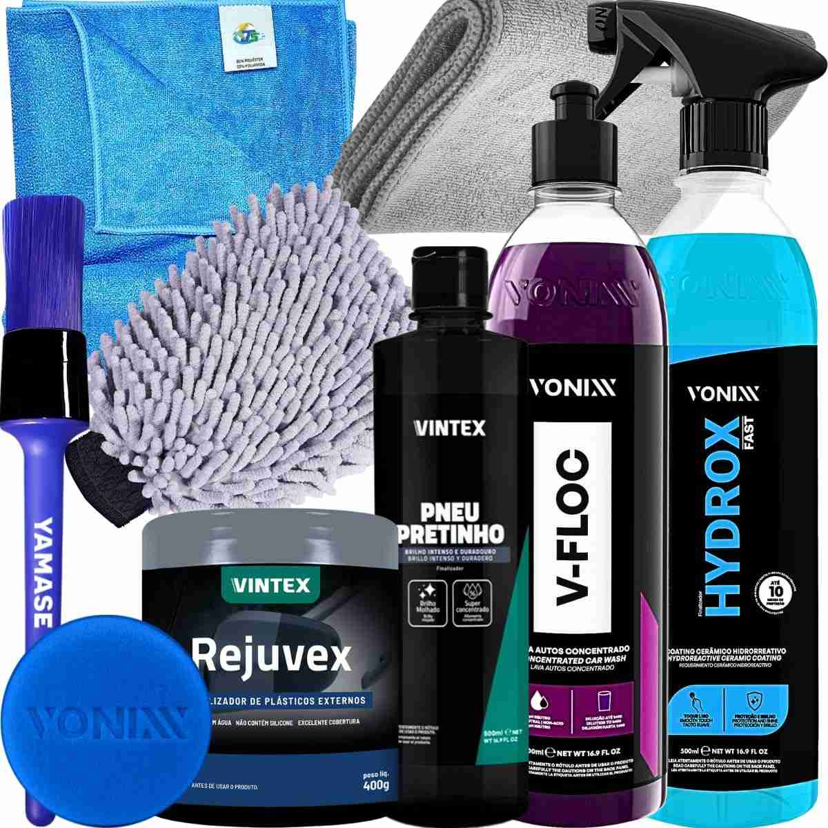 Kit Completo Vonixx: Lavagem e Proteção para Motos e Carros - Shampoo, Selante Cerâmico, Restaurador e Acessórios
