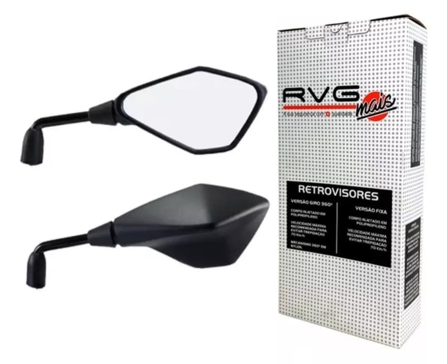 Retrovisor RVG Kawasaki Z400 - Lente Plana e Compatível com Motos Honda